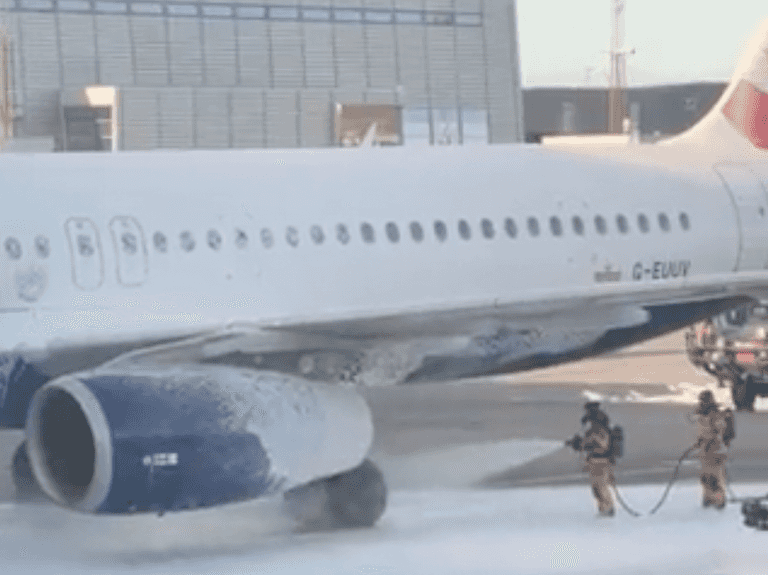 British Airways jet catches fire as passengers and crew are evacuated after flight from London British Airways jet catches fire as passengers and crew are evacuated after flight from London