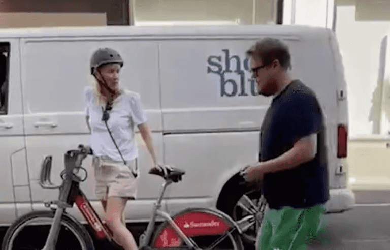 James Corden in furious row with cyclist after he’s thrown off his Santander bike in London James Corden in furious row with cyclist after he’s thrown off his Santander bike in London