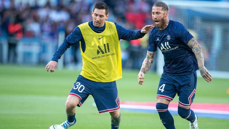 Fans think Lionel Messi was annoyed with Sergio Ramos in PSG training Fans think Lionel Messi was annoyed with Sergio Ramos in PSG training
