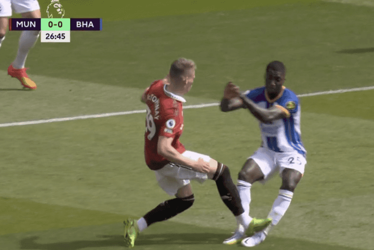 Fans think Scott McTominay should have been sent off for rash tackle during Brighton clash Fans think Scott McTominay should have been sent off for rash tackle during Brighton clash