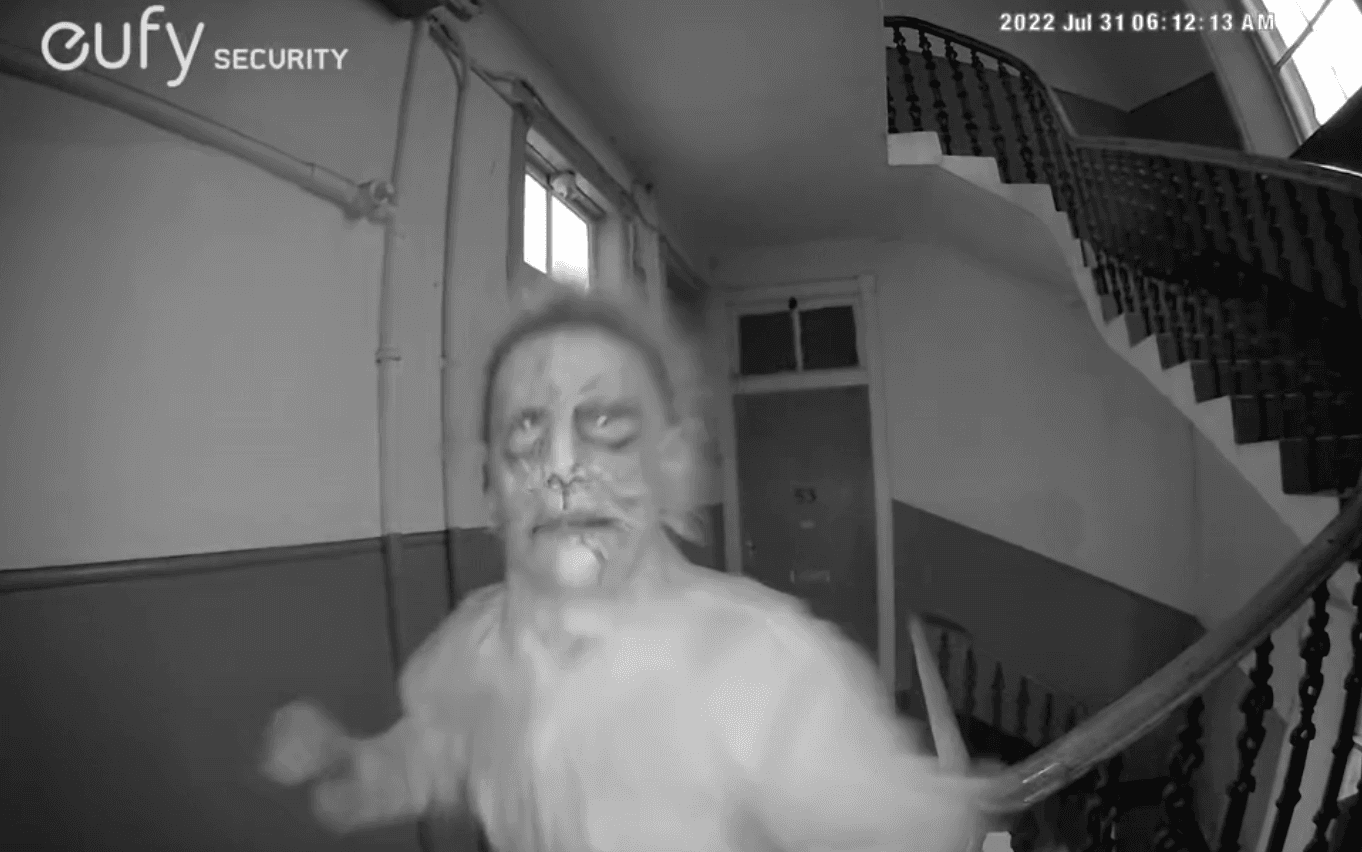 Woman shares scary clip of dancing ‘nightmare neighbour’ who ‘carved X on her door’