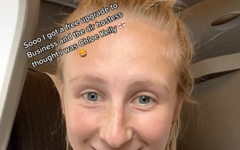 Moment woman gets upgraded to business class after being mistaken for Lioness Chloe Kelly