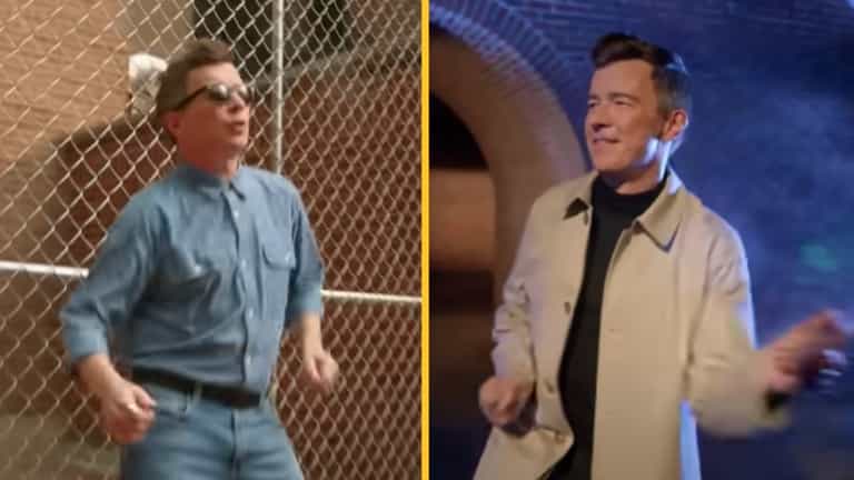 Rick Astley recreates Never Gonna Give You Up music video 35 years on Rick Astley recreates Never Gonna Give You Up music video 35 years on