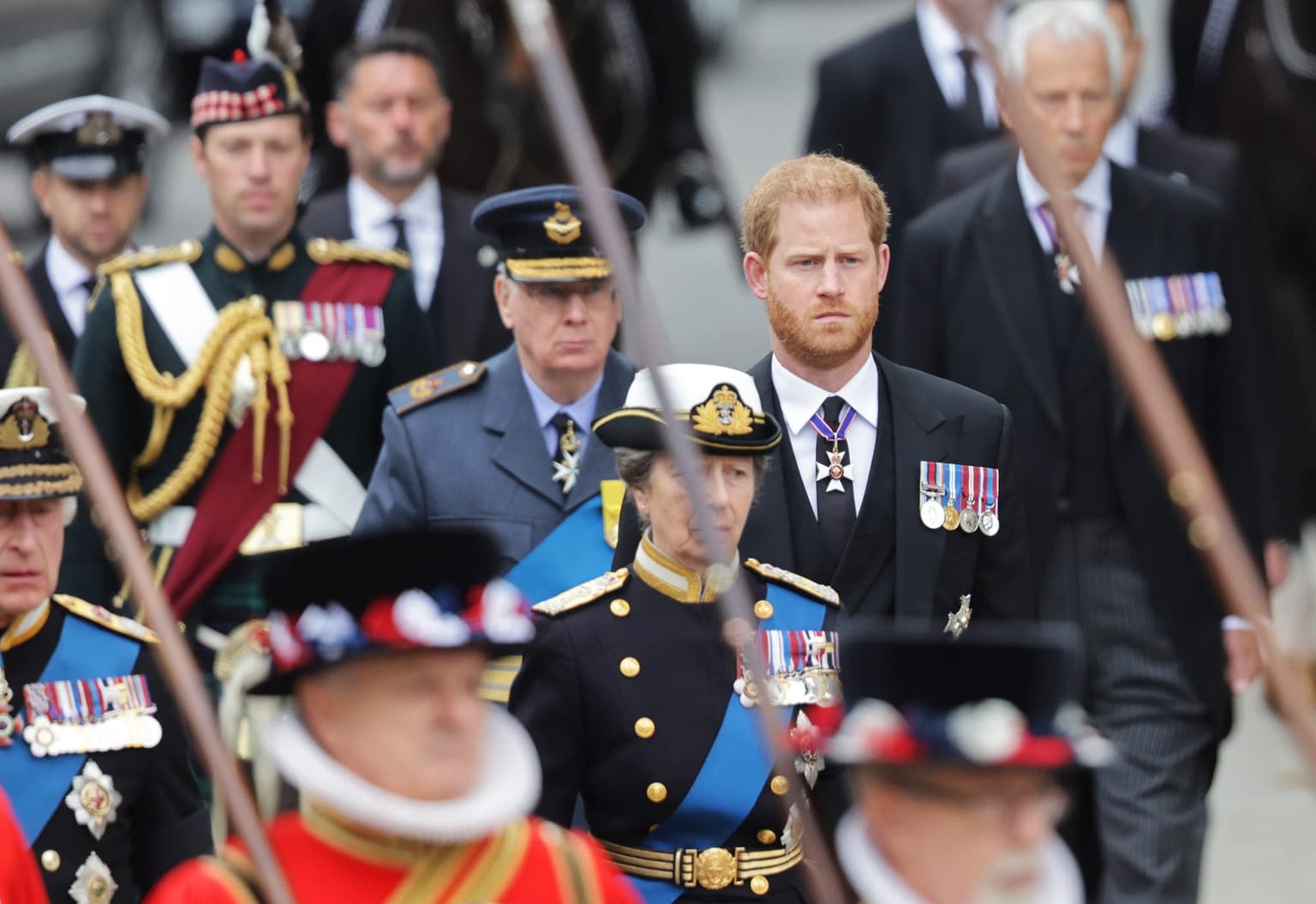 Prince Harry and Prince Andrew arrive at Queen’s funeral wearing morning suit