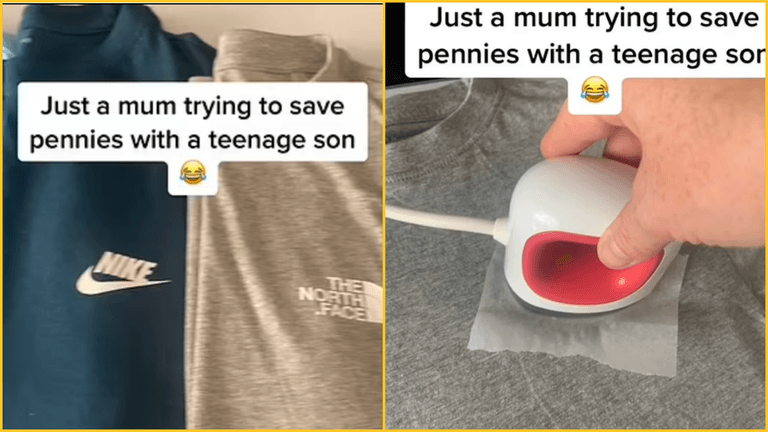 Mum says she saves hundreds by ironing Nike logos on Primark T-shirts for son Mum says she saves hundreds by ironing Nike logos on Primark T-shirts for son