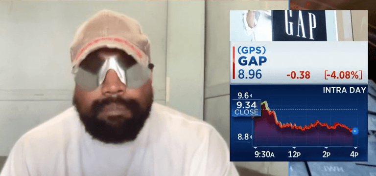 Kanye explains why he’s terminating Gap partnership as stock crashes in the background Kanye explains why he’s terminating Gap partnership as stock crashes in the background