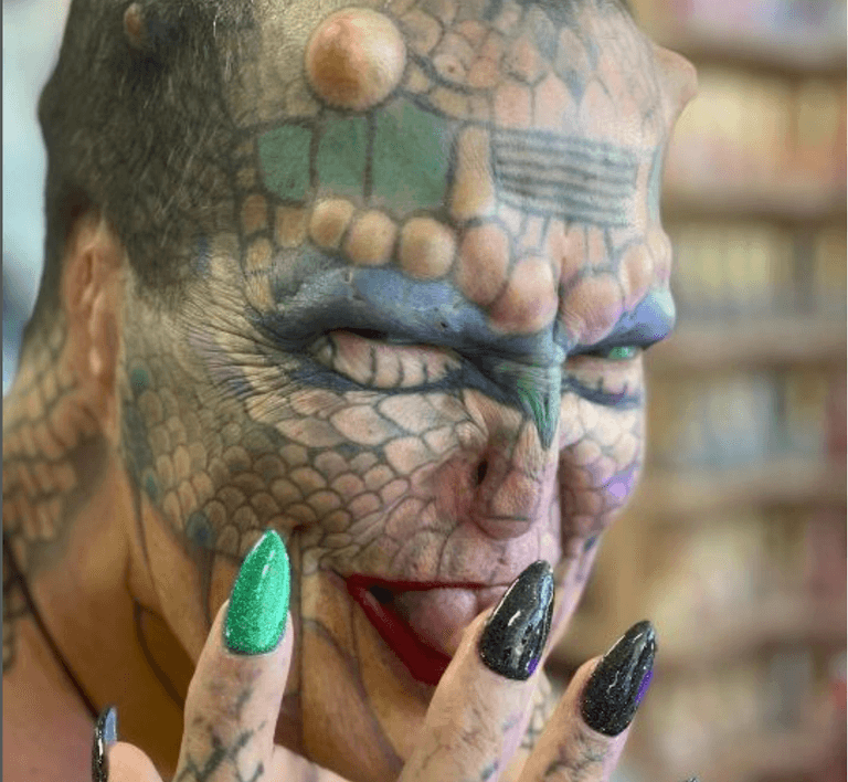 Body mod enthusiast says son rejected her after she became the world’s first ‘dragon’ person Body mod enthusiast says son rejected her after she became the world’s first ‘dragon’ person