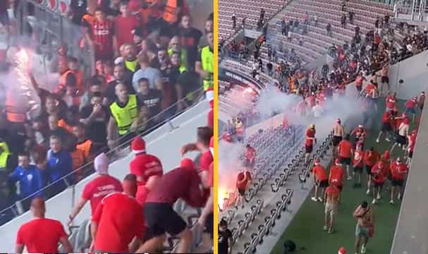 Nice vs Koln ‘to be postponed’ after fan violence in stadium Nice vs Koln ‘to be postponed’ after fan violence in stadium