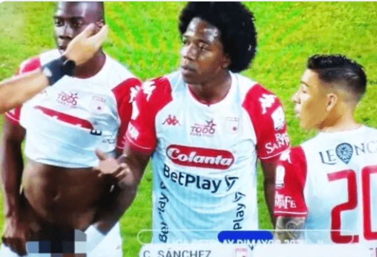 Footballer pulls down shorts and reveals penis to try and distract opponent Footballer pulls down shorts and reveals penis to try and distract opponent