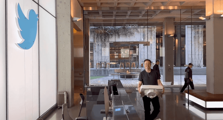 Elon Musk barges into Twitter HQ carrying a bathroom sink Elon Musk barges into Twitter HQ carrying a bathroom sink