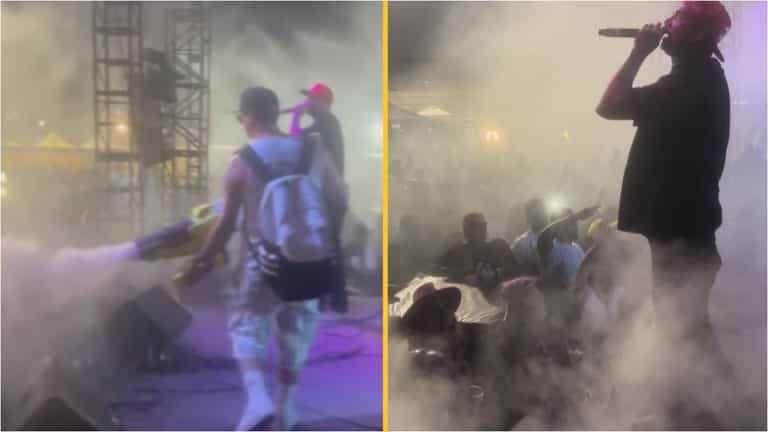 Rapper uses ‘cannabis cannon’ to blast weed smoke into crowd during concert Rapper uses ‘cannabis cannon’ to blast weed smoke into crowd during concert