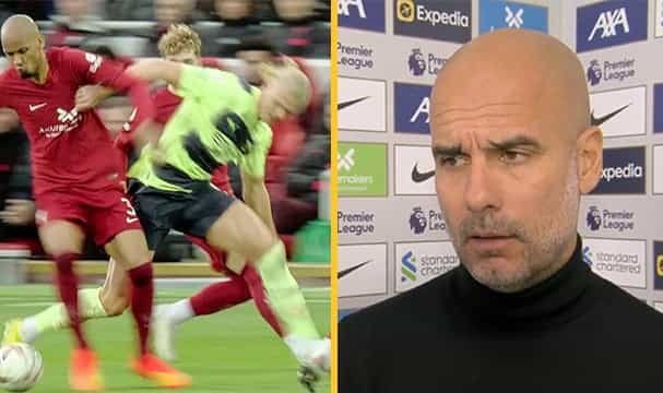 Pep Guardiola says ‘It’s Anfield’ when asked about disallowed City goal Pep Guardiola says ‘It’s Anfield’ when asked about disallowed City goal