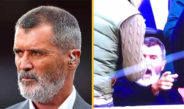 Grumpy Roy Keane unimpressed by fan interrupting him at NFL London Grumpy Roy Keane unimpressed by fan interrupting him at NFL London