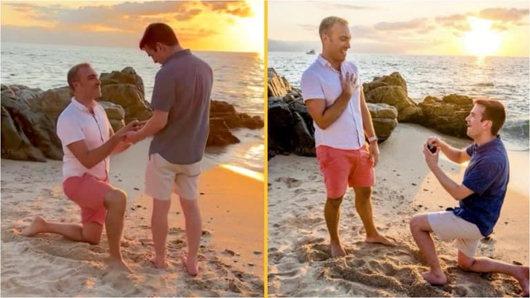 Couple left stunned after proposing to each other at the same time Couple left stunned after proposing to each other at the same time