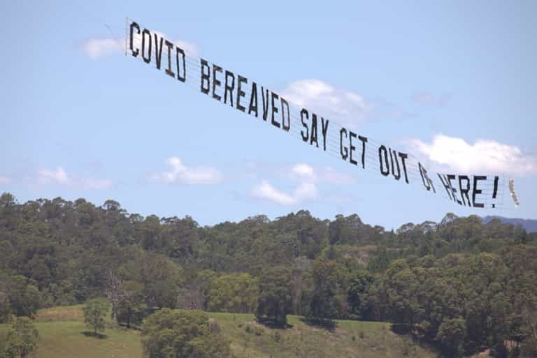 Banner calling for Matt Hancock to quit flown over I’m A Celeb camp Banner calling for Matt Hancock to quit flown over I’m A Celeb camp