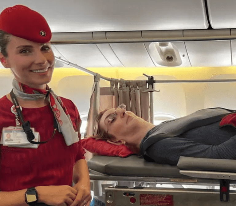 World’s tallest woman flies on plane for first time with airline having to remove six seats World’s tallest woman flies on plane for first time with airline having to remove six seats