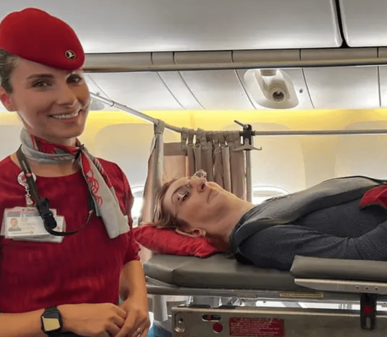 World’s tallest woman flies on plane for first time with airline having to remove six seats World’s tallest woman flies on plane for first time with airline having to remove six seats