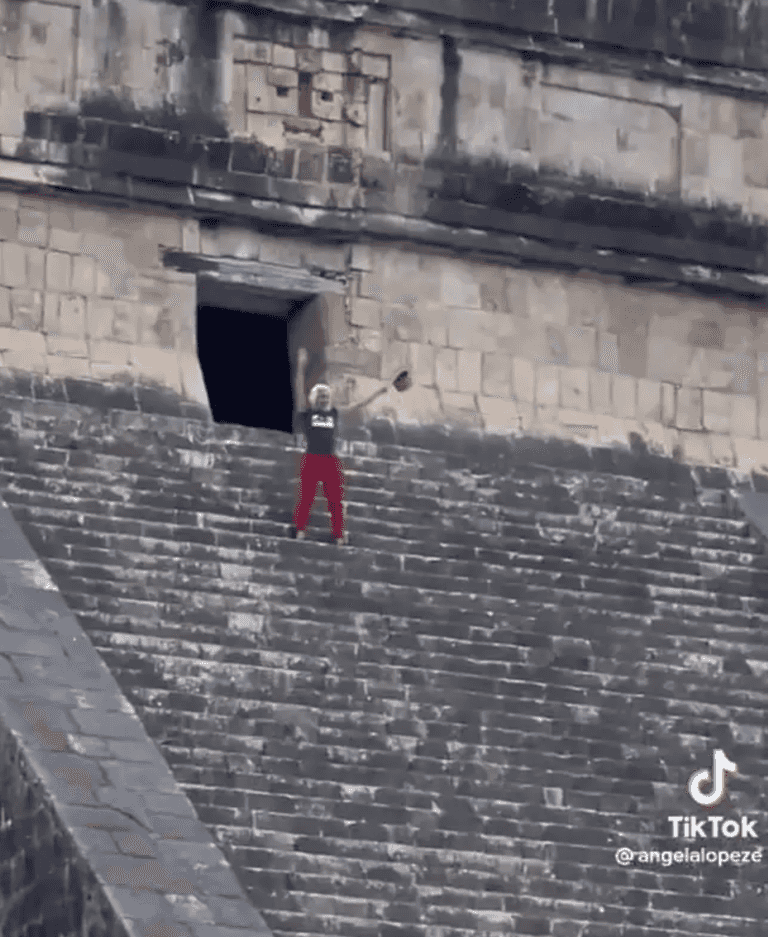 Angry mob ‘calls for tourist to be sacrificed’ after she climbs ancient Mayan pyramid Angry mob ‘calls for tourist to be sacrificed’ after she climbs ancient Mayan pyramid