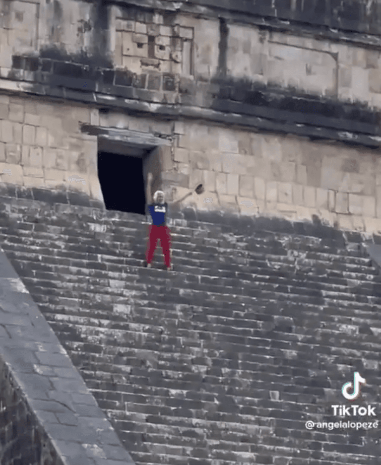 Angry mob ‘calls for tourist to be sacrificed’ after she climbs ancient Mayan pyramid Angry mob ‘calls for tourist to be sacrificed’ after she climbs ancient Mayan pyramid