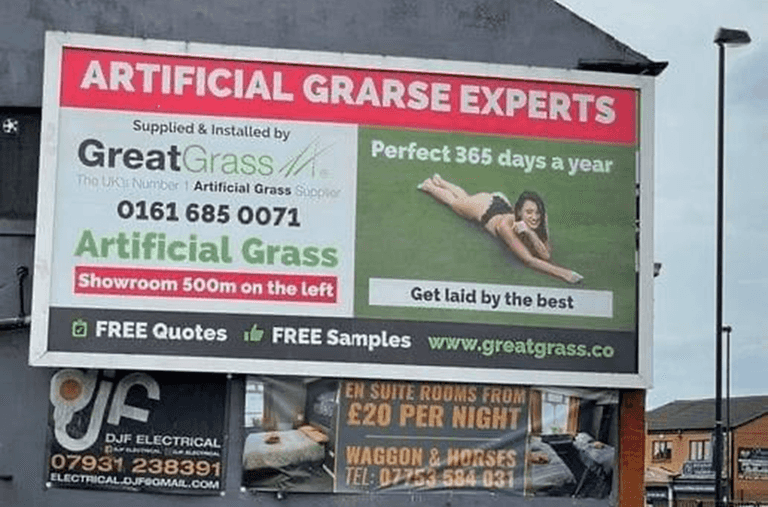 Artificial grass company told to take down ‘irresponsible’ billboard Artificial grass company told to take down ‘irresponsible’ billboard