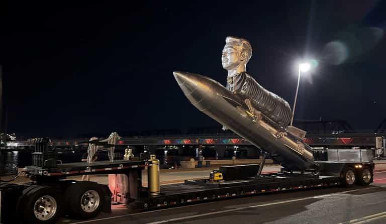 Elon Musk fans create 30-foot long GOAT monument to hero Elon Musk fans create 30-foot long GOAT monument to hero