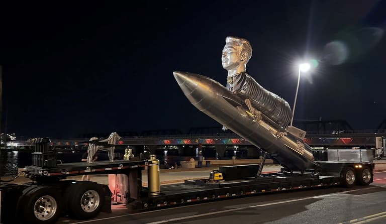 Elon Musk fans create 30-foot long GOAT monument to hero Elon Musk fans create 30-foot long GOAT monument to hero
