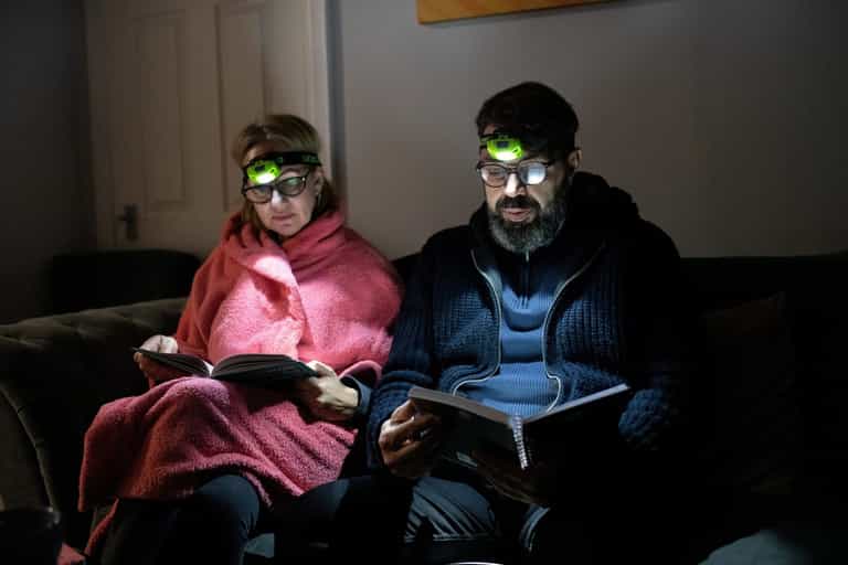 Dad makes wife and kids wear head torches and only turns heating on once a week Dad makes wife and kids wear head torches and only turns heating on once a week