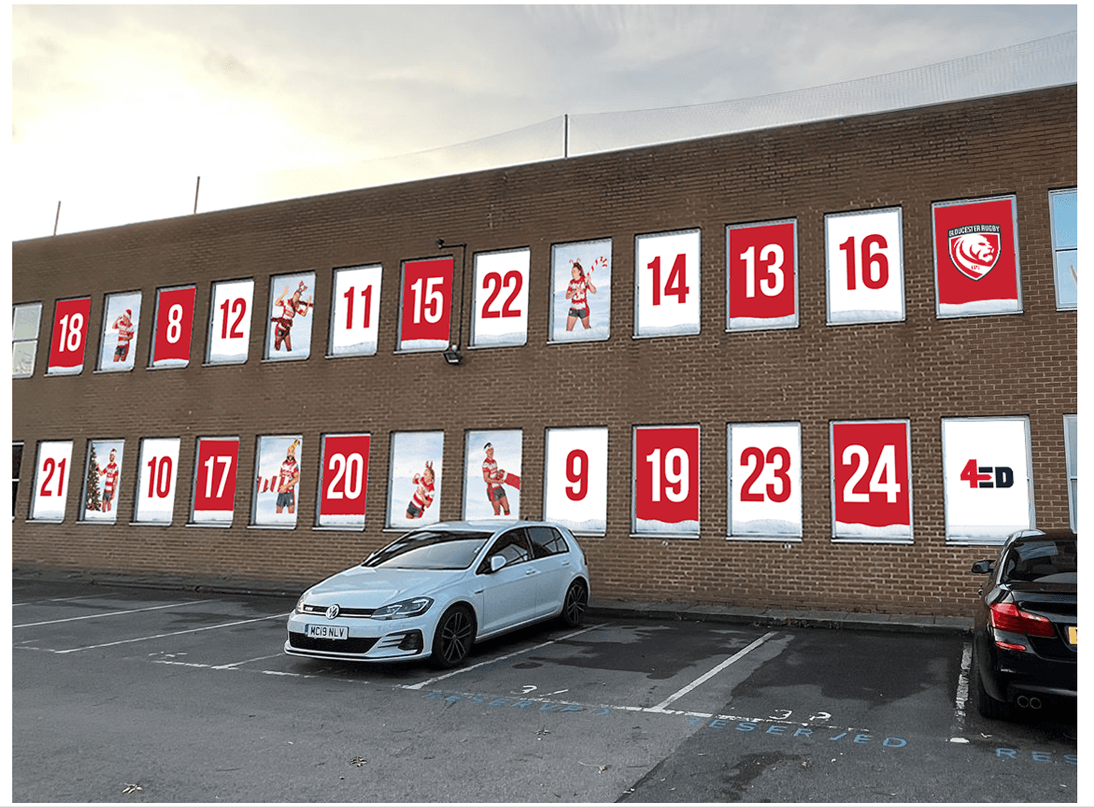 Gloucester rugby players star in UK’s biggest advent calendar