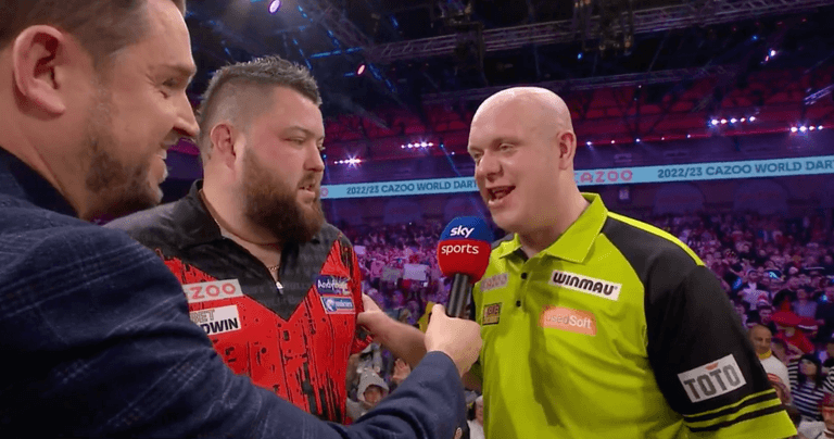 Michael van Gerwen cuts across Michael Smith interview in moment of supreme sportsmanship Michael van Gerwen cuts across Michael Smith interview in moment of supreme sportsmanship