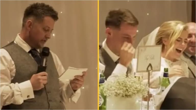 Couple left mortified after best man delivers incredible punchline during speech Couple left mortified after best man delivers incredible punchline during speech