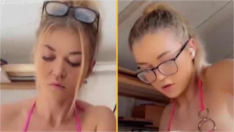 Carpenter works in bikini with no safety gear to ‘p*ss off old men’ Carpenter works in bikini with no safety gear to ‘p*ss off old men’