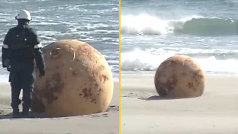 Mystery of giant sphere that washed up on Japan beach may have been solved Mystery of giant sphere that washed up on Japan beach may have been solved