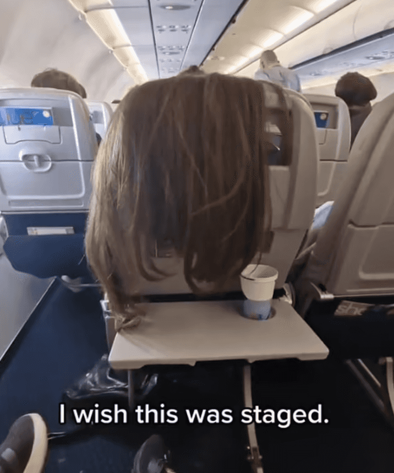 Woman left stunned after plane passenger drapes hair over back of her seat Woman left stunned after plane passenger drapes hair over back of her seat