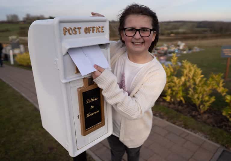 Young girl’s ‘postboxes to heaven’ are being rolled out to cemeteries across the UK Young girl’s ‘postboxes to heaven’ are being rolled out to cemeteries across the UK