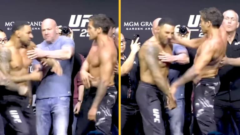 Slap thrown and a mini brawl as Jake Gyllenhaal films ‘Roadhouse’ scene at UFC weigh-ins Slap thrown and a mini brawl as Jake Gyllenhaal films ‘Roadhouse’ scene at UFC weigh-ins
