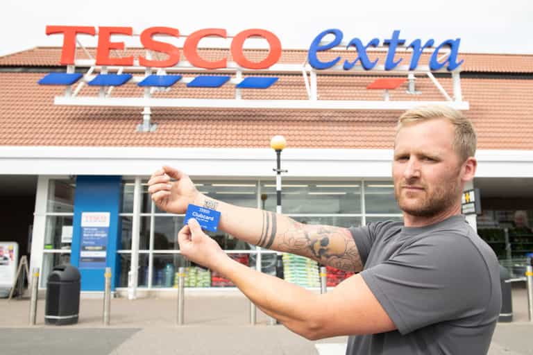 Man with a Tesco Clubcard inked on his arm has collected just £18 in points Man with a Tesco Clubcard inked on his arm has collected just £18 in points