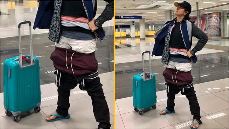 Airline passenger wears all her clothes to avoid baggage fee Airline passenger wears all her clothes to avoid baggage fee