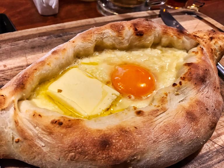<strong>Introducing Khachapuri: Georgian bread boats filled with cheese</strong> <strong>Introducing Khachapuri: Georgian bread boats filled with cheese</strong>