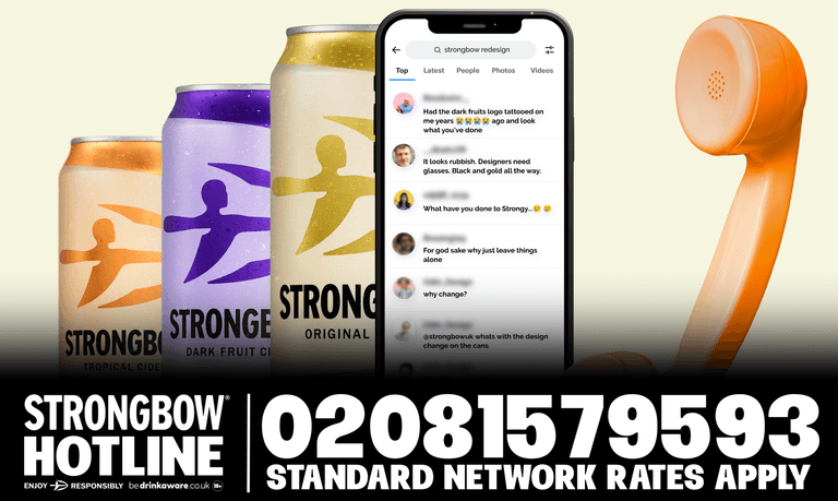 Strongbow launches hotline for fans struggling to cope with its new look Strongbow launches hotline for fans struggling to cope with its new look