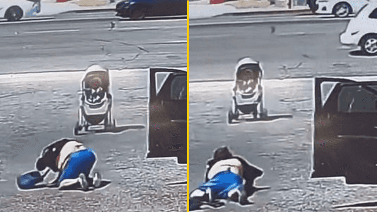 Heart-stopping moment stroller with baby in it rolls towards highway after mum falls over – twice Heart-stopping moment stroller with baby in it rolls towards highway after mum falls over – twice