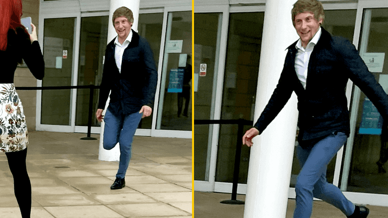 Man dances outside court after walking free for shaving girlfriend’s head in jealous rage Man dances outside court after walking free for shaving girlfriend’s head in jealous rage