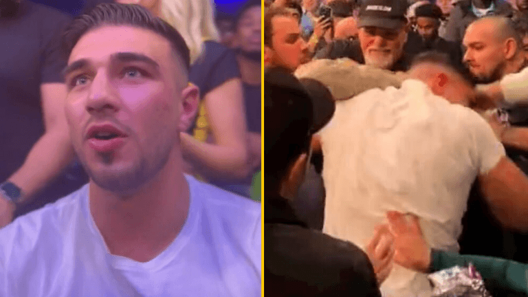 Tommy Fury brawls with fellow Love Island contestant in the crowd at KSI fight Tommy Fury brawls with fellow Love Island contestant in the crowd at KSI fight