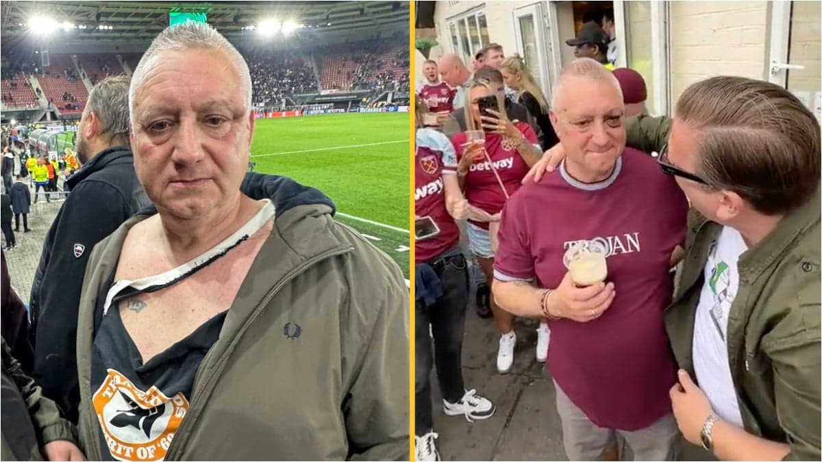 Hero West Ham fan given standing ovation by home crowd after fighting off thugs