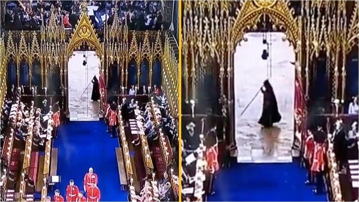 Moment ‘Grim Reaper’ runs past Westminster Abbey during coronation