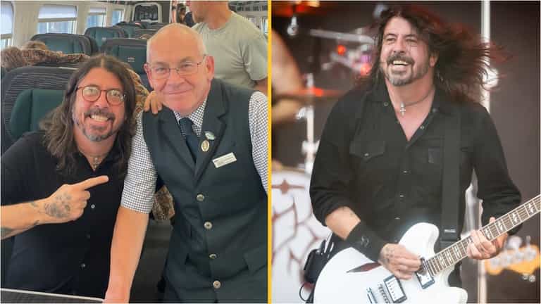 Dave Grohl takes train to Glastonbury Festival Dave Grohl takes train to Glastonbury Festival