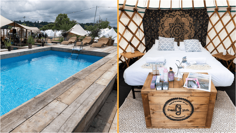 £24k Glasto ‘tents’ come with swimming pool, dining lounge and clean loos £24k Glasto ‘tents’ come with swimming pool, dining lounge and clean loos
