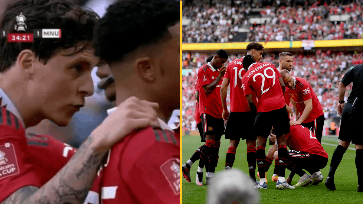 Victor Lindelof hit by object during Man United goal celebrations