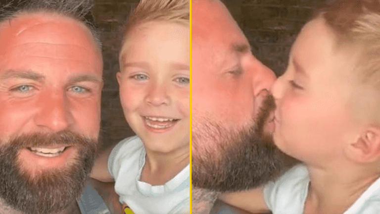 Dad hits back after vile trolls slam him for kissing his 5-year-old son on lips Dad hits back after vile trolls slam him for kissing his 5-year-old son on lips