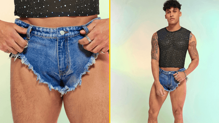 Online retailer ridiculed by shoppers after launching denim hot pants for men Online retailer ridiculed by shoppers after launching denim hot pants for men