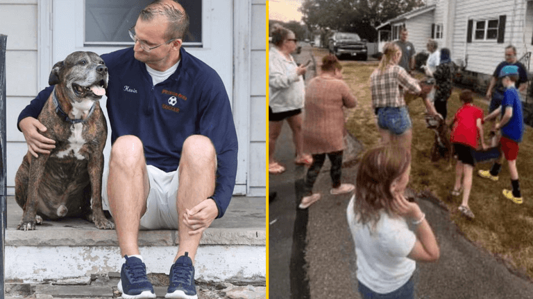 Entire town turns out for dying dog’s final walk Entire town turns out for dying dog’s final walk